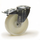 Roulette pivotante à frein, diamètre 50 fixation à trou central ( oeil ), polyamide, charge 50 Kg