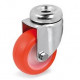 Roulette à oeil polyuréthane rouge pivotante diamètre 60 mm - 70 Kg